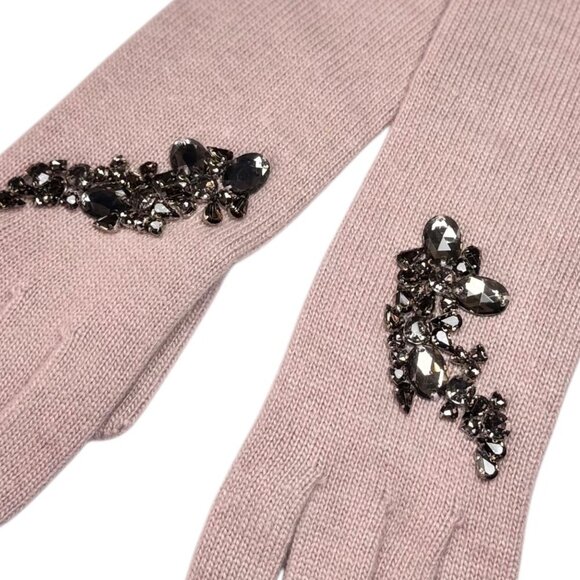 NWT Portolano Beret Hat & Long Gloves Set 2 PCs Blush Beaded Embellished OS - Picture 4 of 13